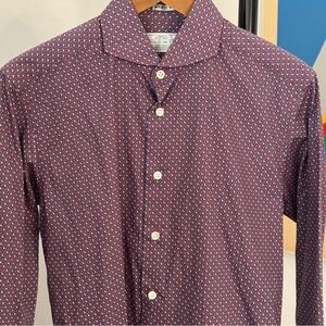 Elegant Men's Burgundy Patterned Shirt